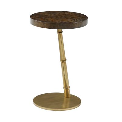 Modern Wood Brass Martini Accent Table