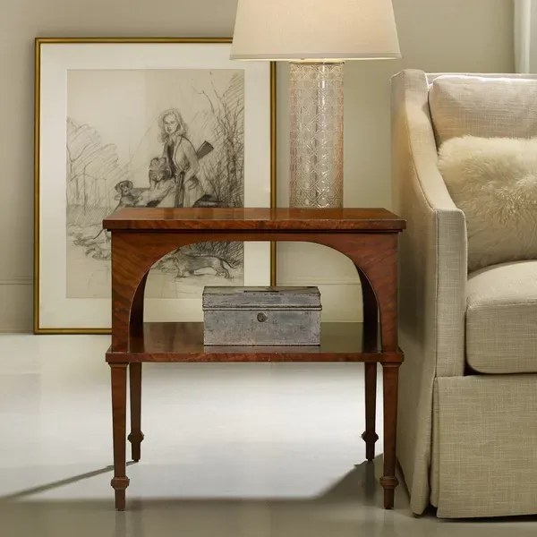 Classical Square Walnut Side Table with Storage