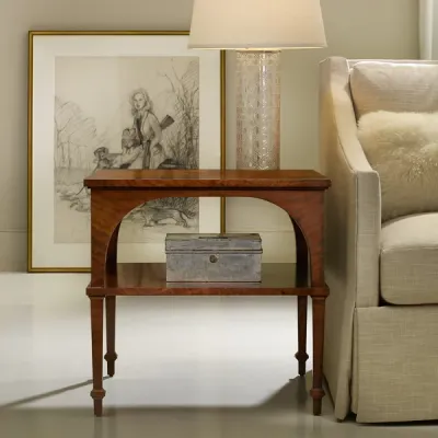 Classical Square Walnut Side Table with Storage