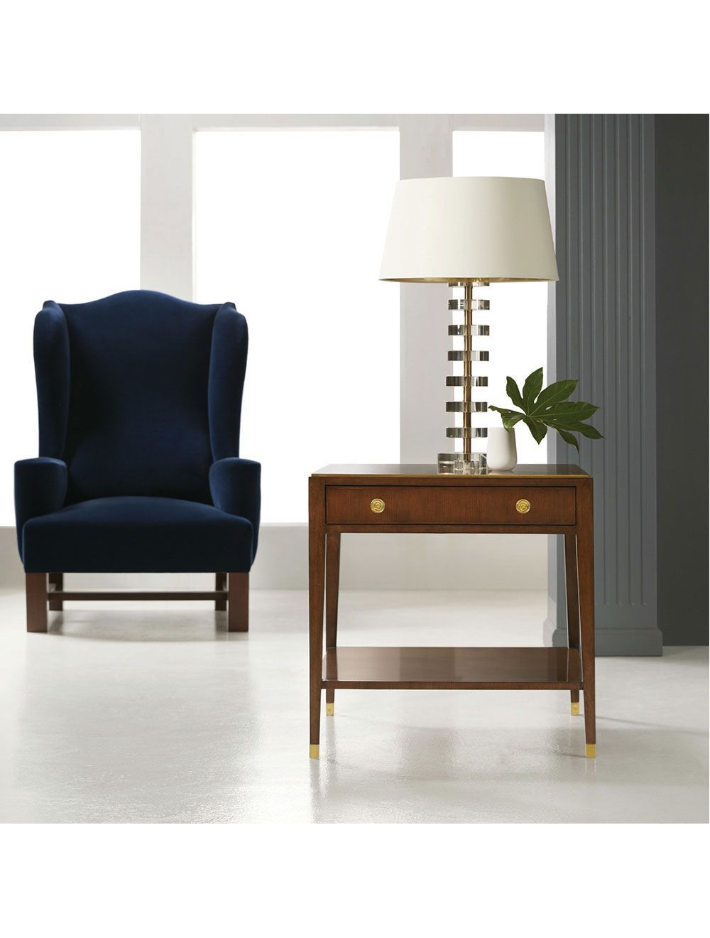 Italian Cherry Wood End Table with Storage