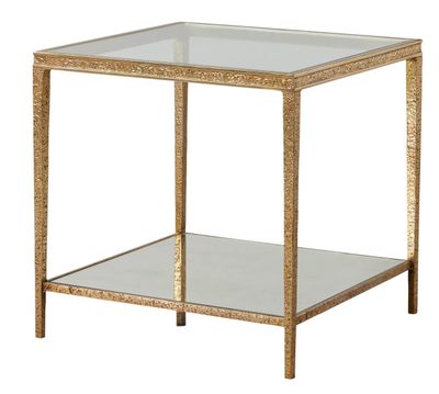 Sculpture Square Gold and Glass End Table