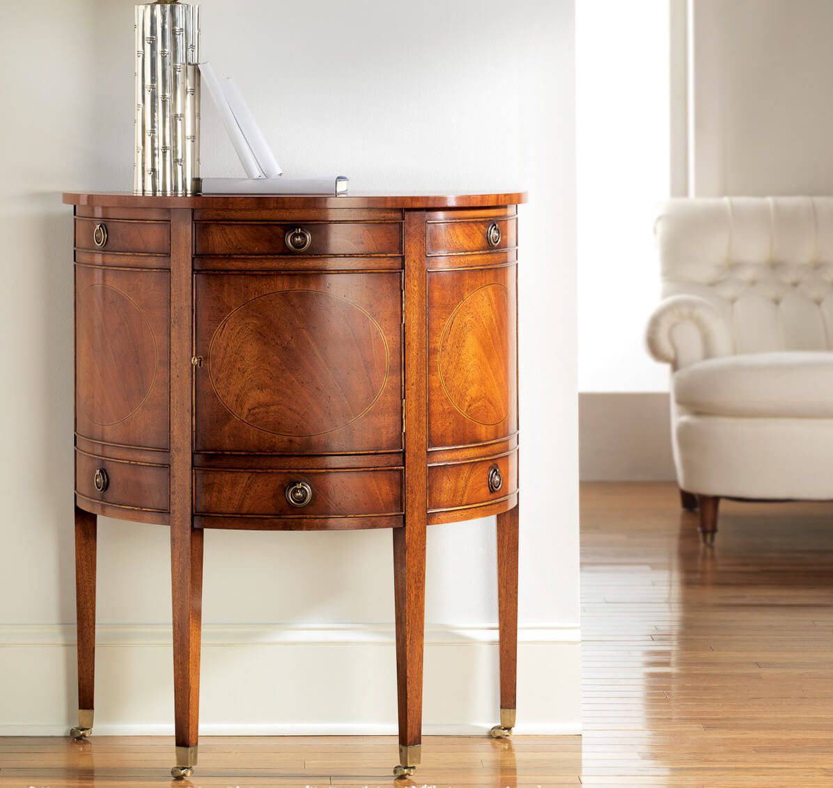 Mahogany Demilune Half Round Cabinet