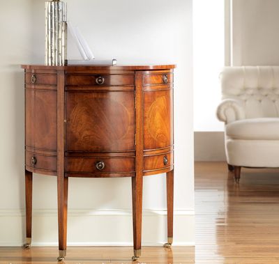 Mahogany Demilune Half Round Cabinet