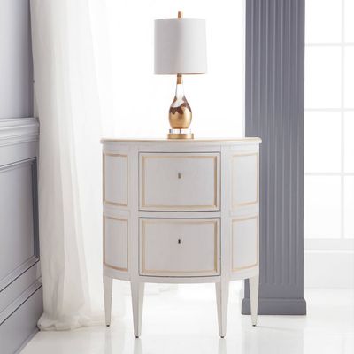 Demilune accent cabinet in white