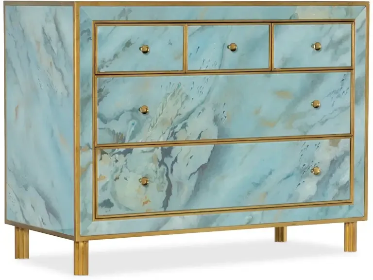 Handpainted Glass 5-Drawer Accent Chest