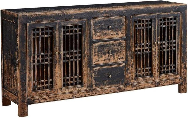 Black Distressed Reclaimed Pine Sideboard