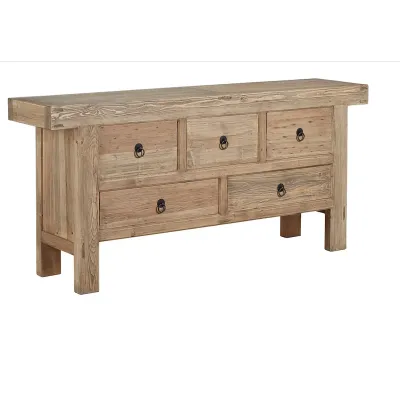 Rustic Old Pine 77-inch Five Drawer Buffet Server Sideboard