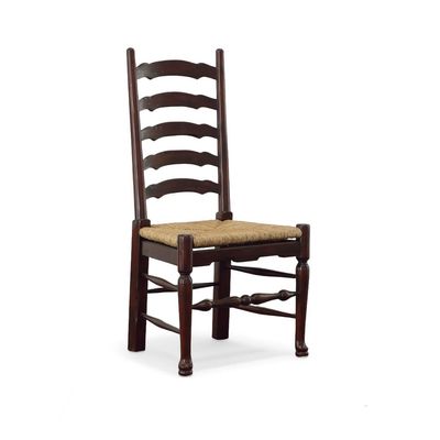 Vintage Brown Ladder Back Dining Chair with Rush Seat