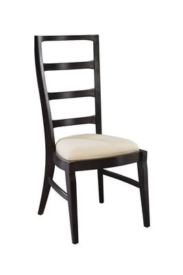 Modern Black Ladderback Dining Side Chair with Cushion Seat