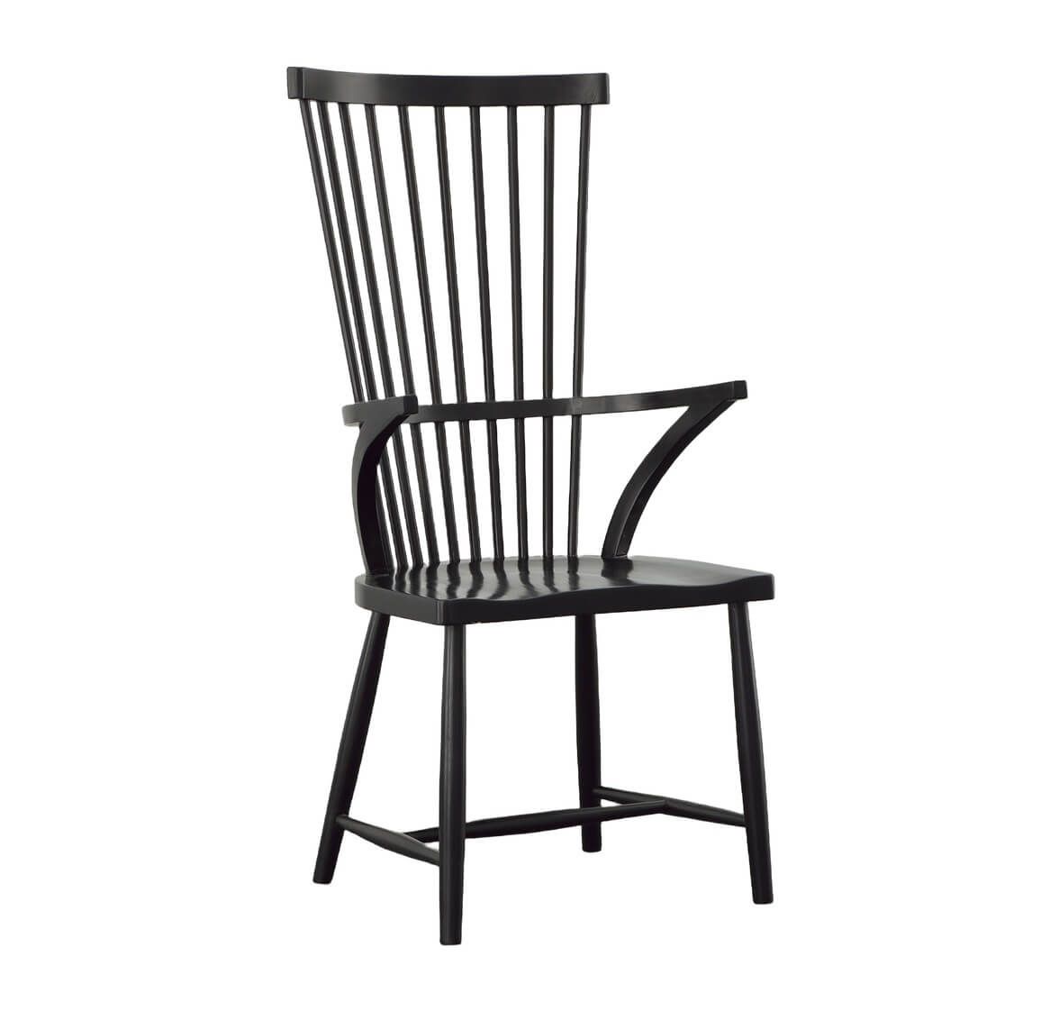 High Back Modern Windsor Wood Dining Chair in Black 