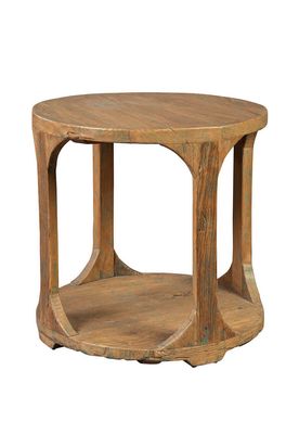 ​Solid Reclaimed Wood Floor Shelf End Table with Storage