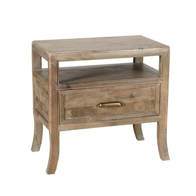 Vintage Taupe Color Nightstand with Drawer and Shelf