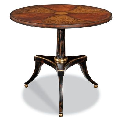 32" Round Center Hall Foyer Table in Brown/Black