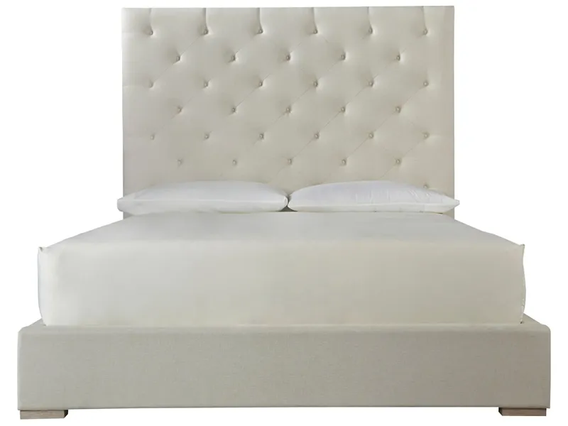 Contemporary White King Bed with Tufted Headboard