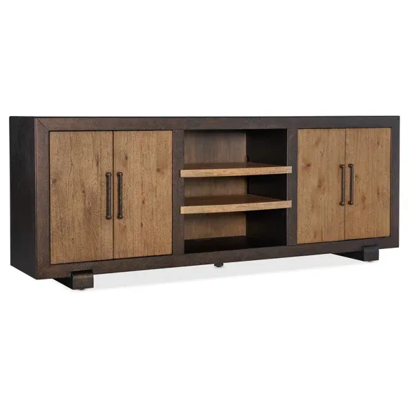 Modern Two-Tone Natural and Dark Brown TV Console