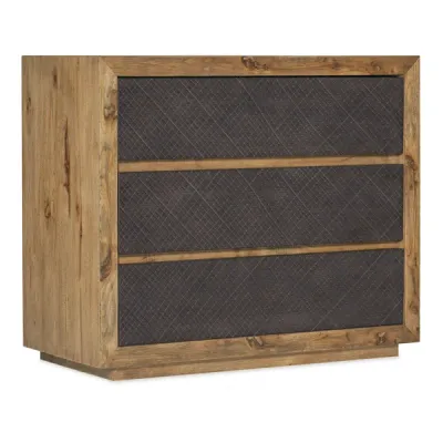 3-Drawer Bachelor Chest Nightstand in Natural Brown and Black