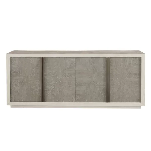 Modern Two-Tone Gray and Beige 4-Door Entertainment Credenza