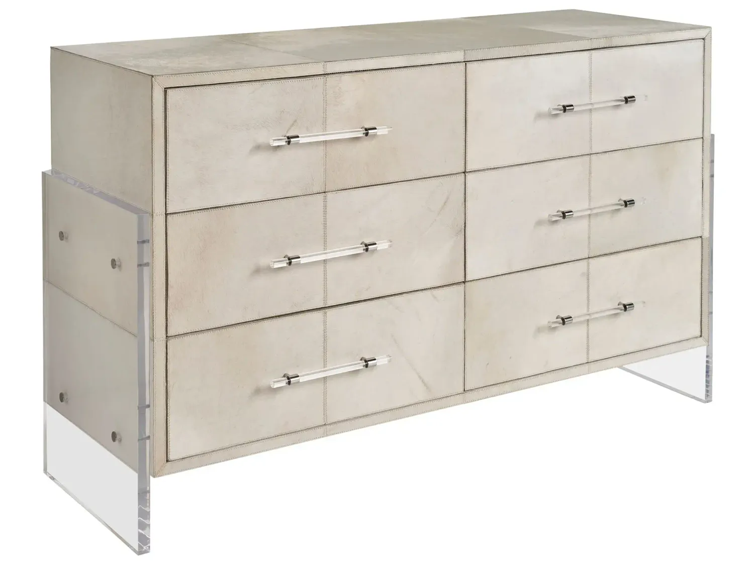 Modern 6-Drawer Acrylic and Hair-on-Hide Dresser