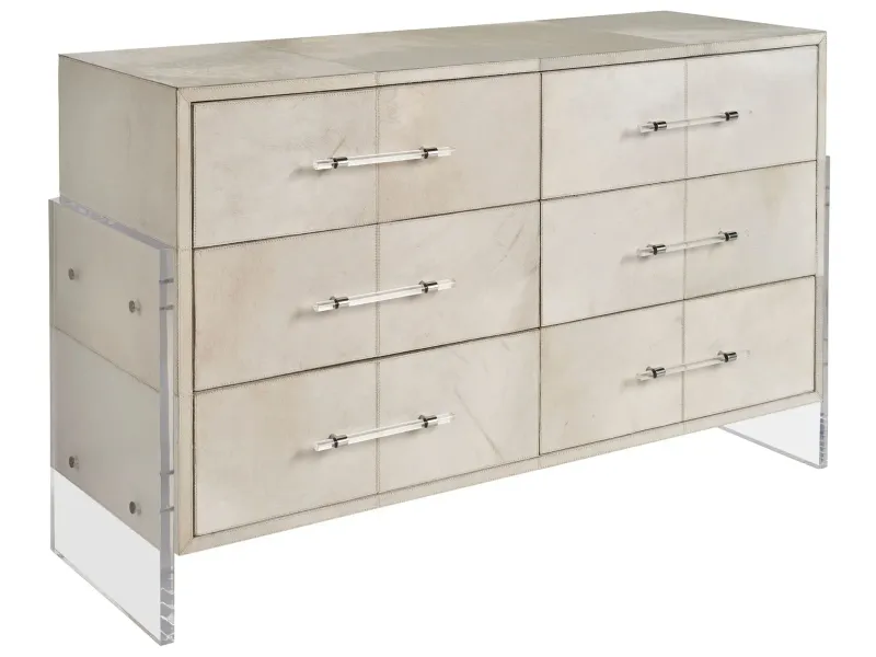 Modern 6-Drawer Acrylic and Hair-on-Hide Dresser