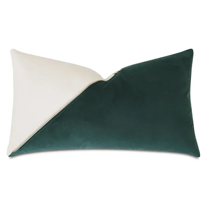 Decorative Emerald Green Lumbar Pillow (Set of 2)
