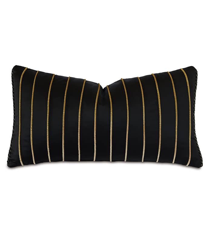 Opulent Black and Gold Corded Striped Decotative Lumbar Pillow