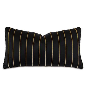 Opulent Black and Gold Corded Striped Decotative Lumbar Pillow