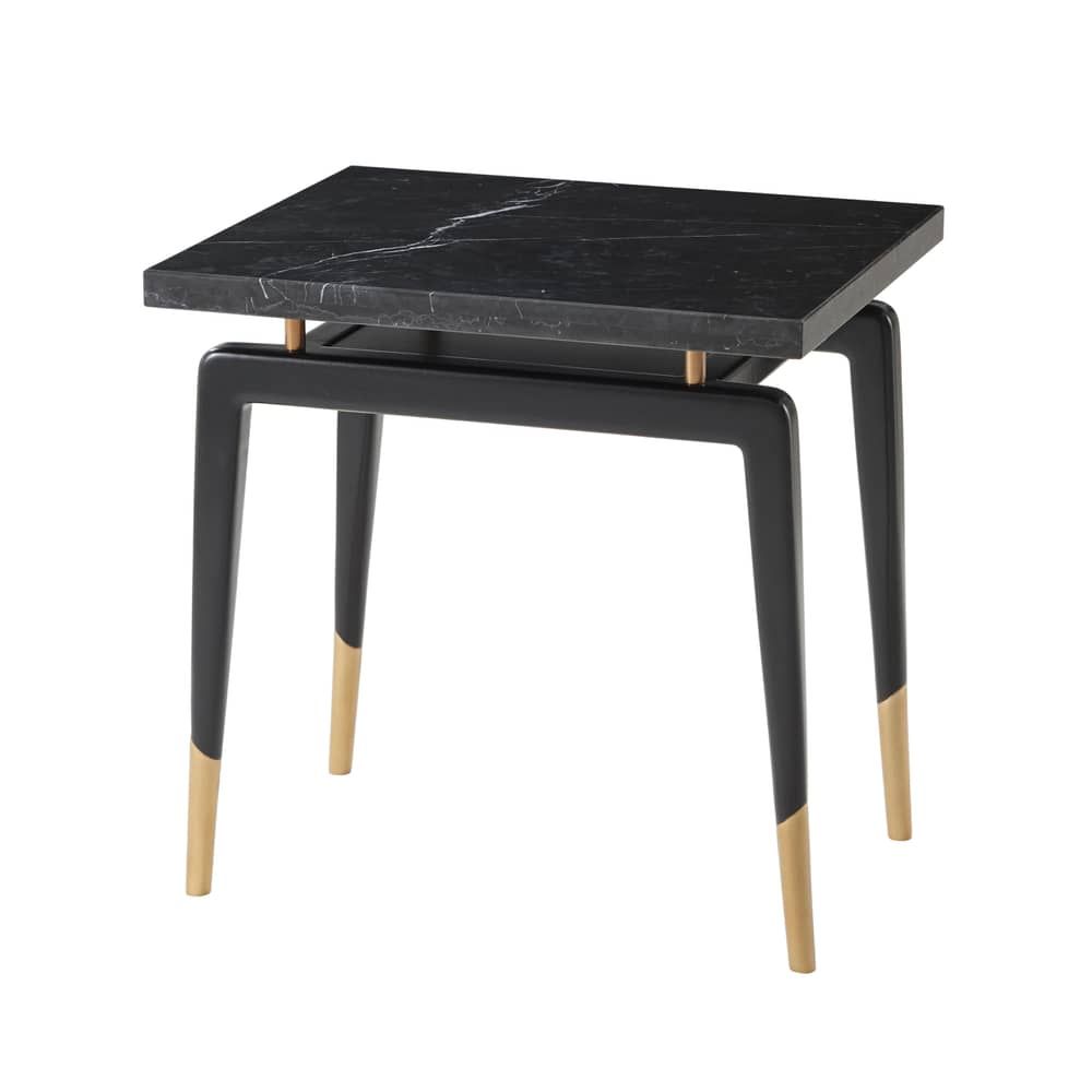 Black side table with marble top