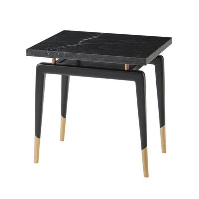 Black side table with marble top