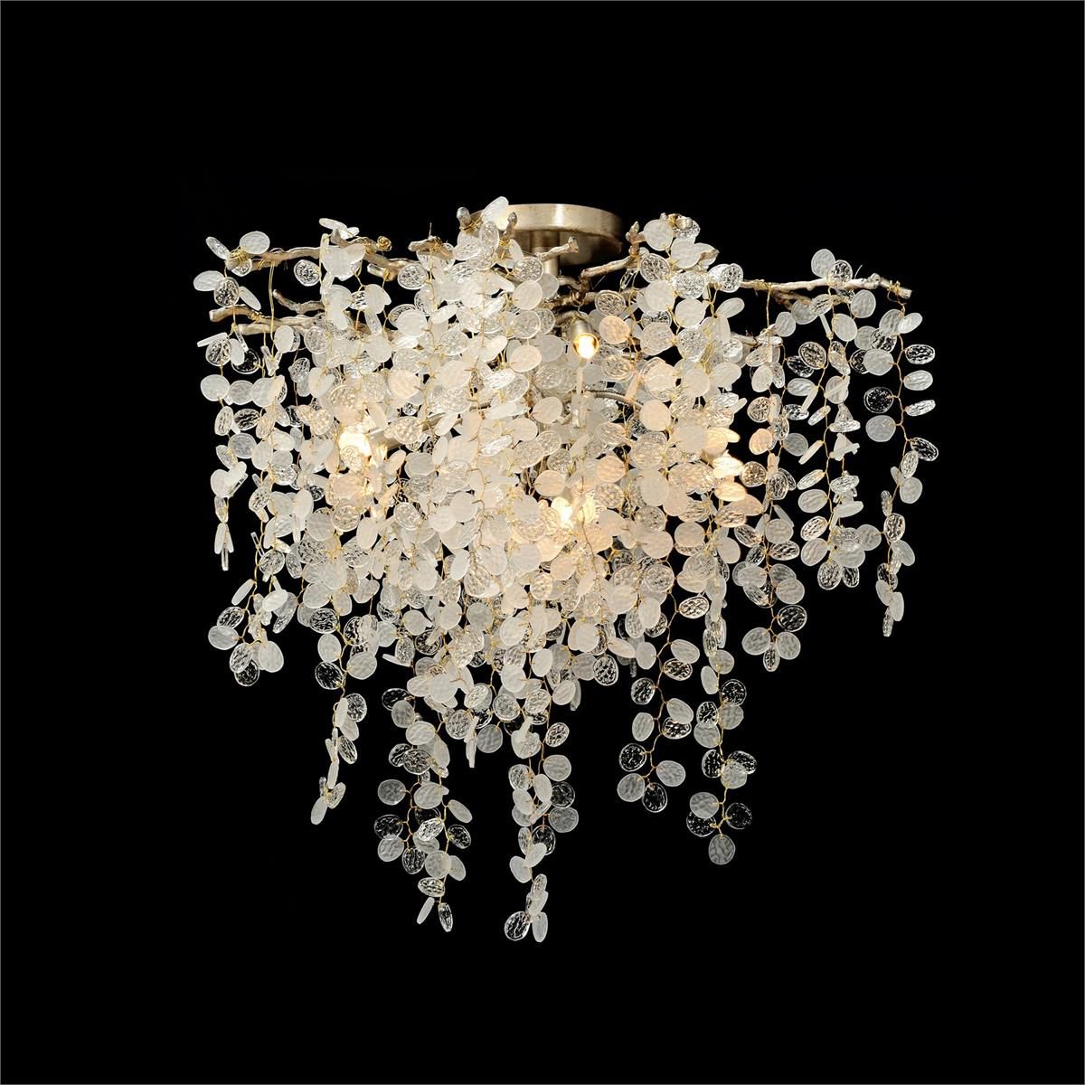 Modern crystal semi flush mount ceiling light chandelier