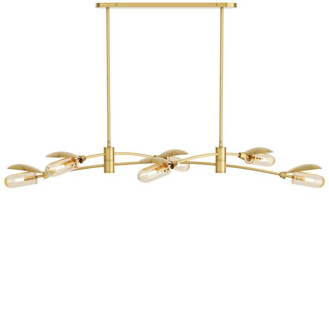 Modern linear antique brass 6-light chandelier