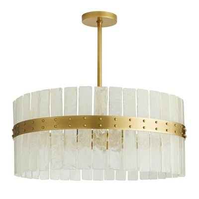 Modern Seeded Glass Drum Chandelier