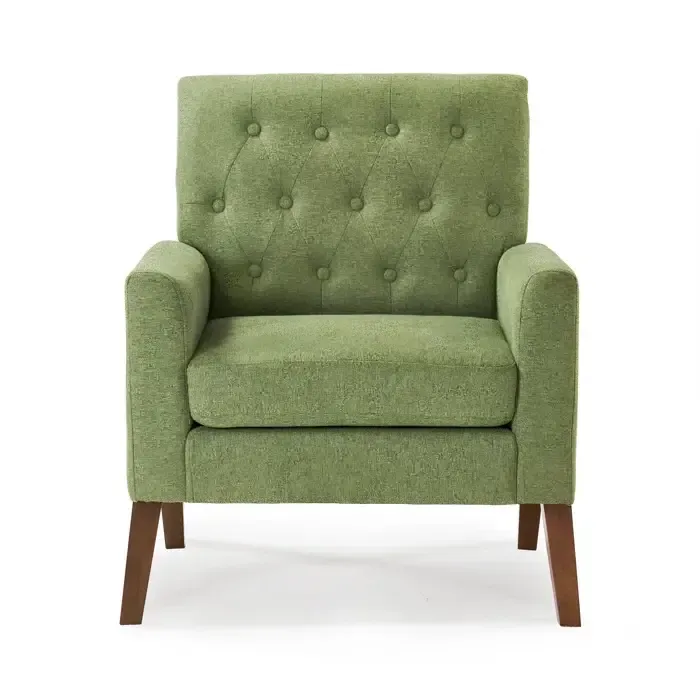 Avocado Green Club Chair with Diamond Button-Tufted Back