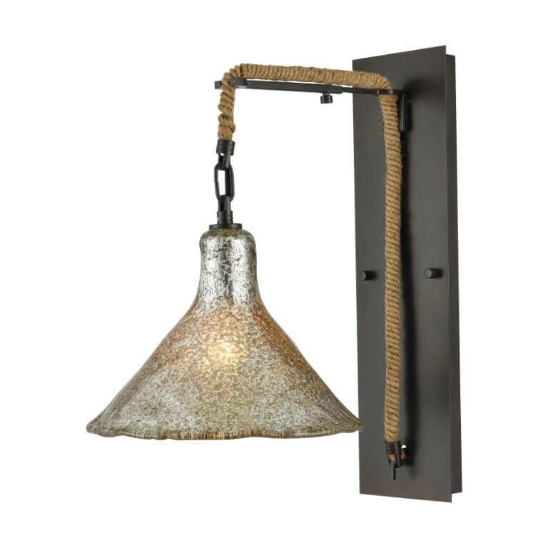 Modern Mercury Glass Wall Sconce with Rope Accent