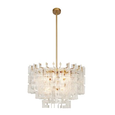 Artistic Hand-Textured Cast Glass Chandelier
