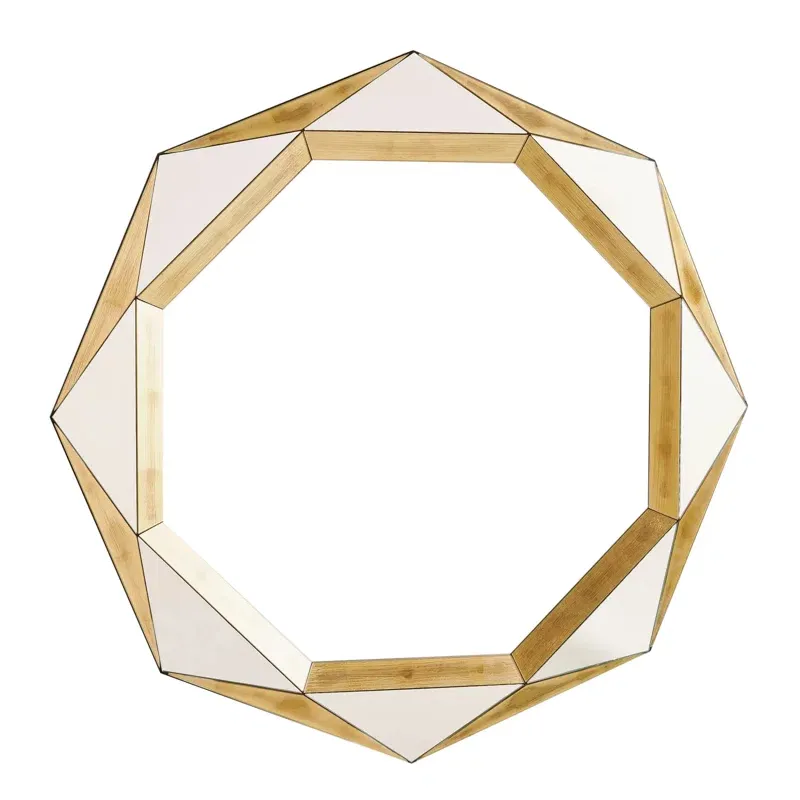 Luxe Gold Faceted Decorative Wall Mirror