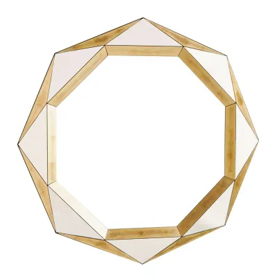 Luxe Gold Faceted Decorative Wall Mirror