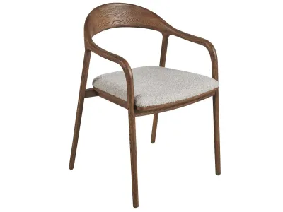Modern upholstered curved dining armchair