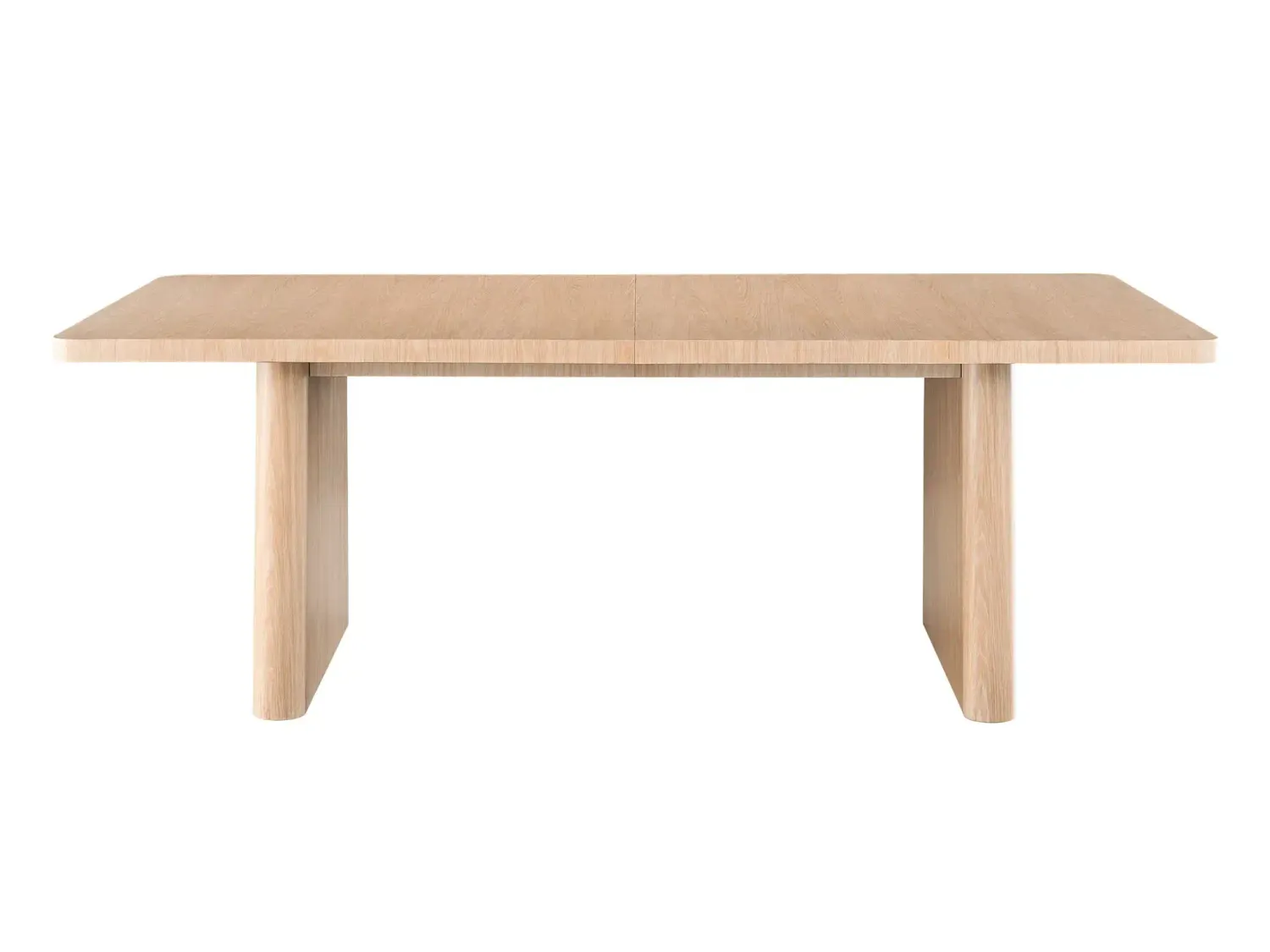 White oak extendable rectangle dining table with pedestal base