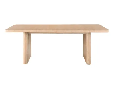 White oak extendable rectangle dining table with pedestal base