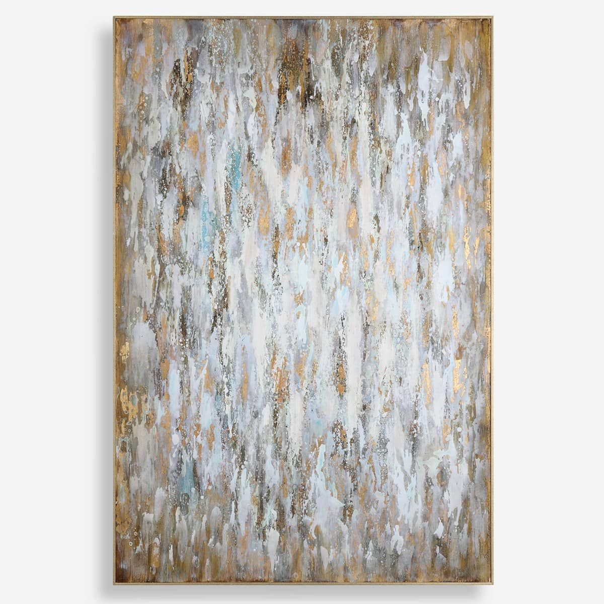 Hand Painted Bronze and Gold Leaf Abstract Canvas