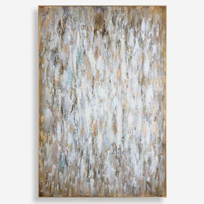 Hand Painted Bronze and Gold Leaf Abstract Canvas