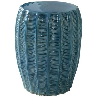 dark blue ceramic garden drum stool/side table