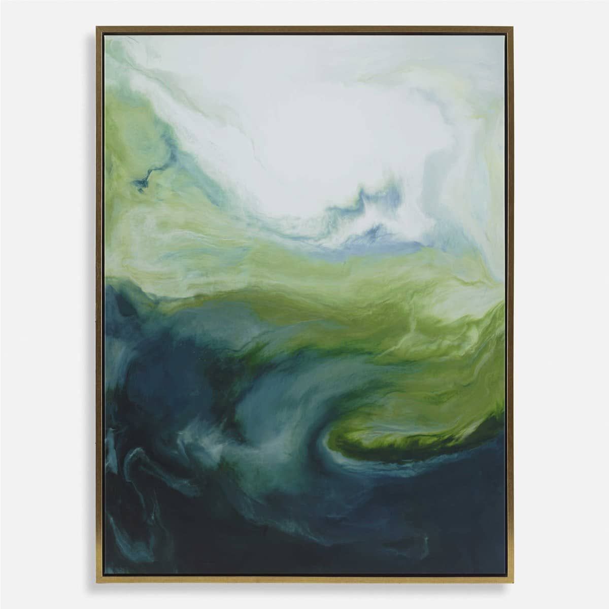 Modern Green Abstract Framed Canvas