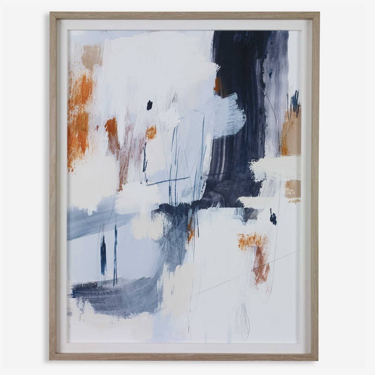 Neutral Abstract Art in Navy and Rust Tones