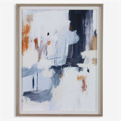 Neutral Abstract Art in Navy and Rust Tones