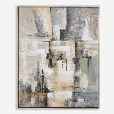 Hand-Painted Modern Abstract Composition on Canvas