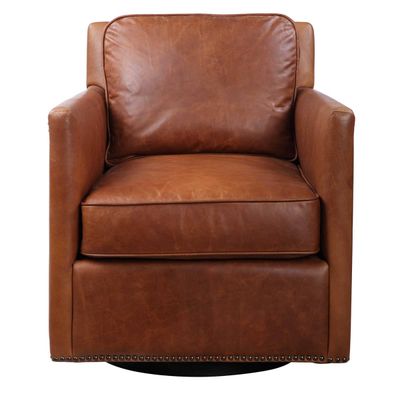 Cognac leather swivel chair