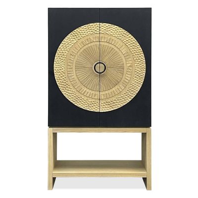 Modern black bar cabinet with wine storage