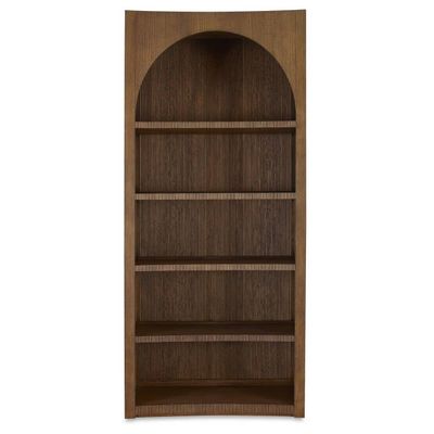 Light brown open wood bookcase library cabinet