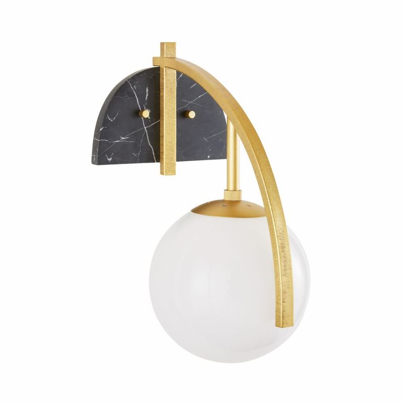 Black Marble and Opal Glass Wall Sconce